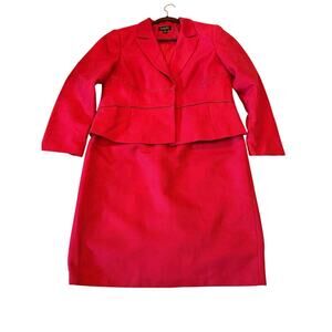 Isabella Suits Red Women's 2 Piece Blazer Jacket & Skirt Zipper Detail Sz 14